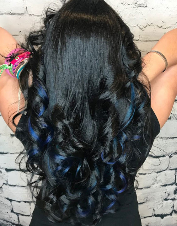 black hair blue highlights