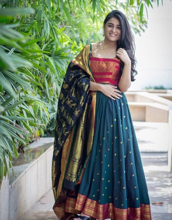 long dress with silk dupatta