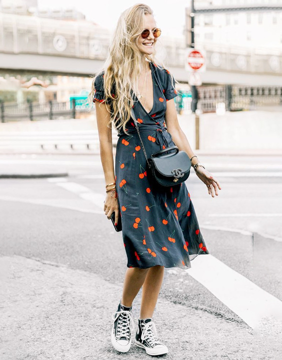 summer dress and sneakers