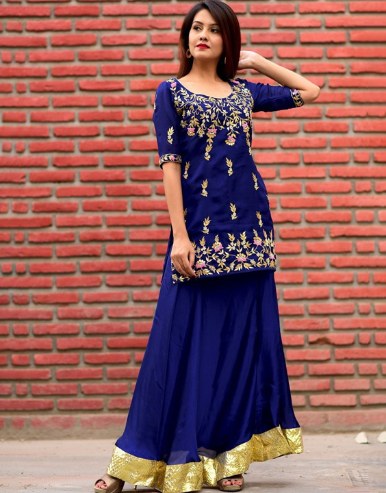 short kurti design for long skirt