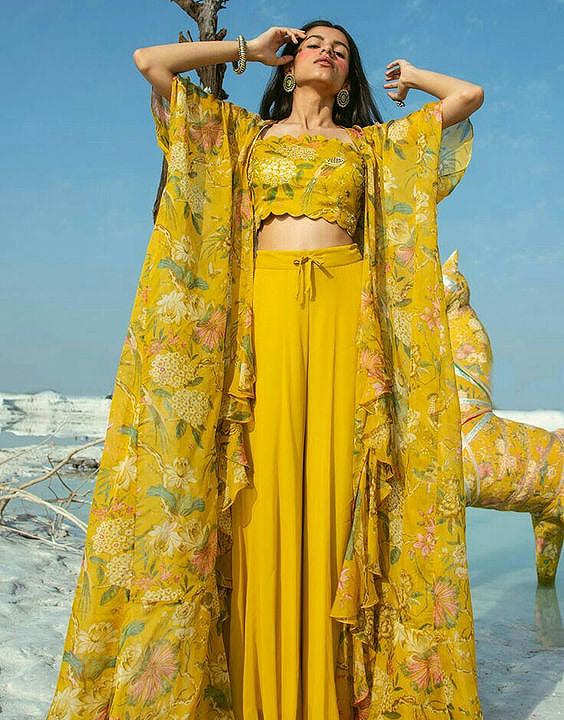 Photo of Bride in a yellow dress for Haldi ceremony.