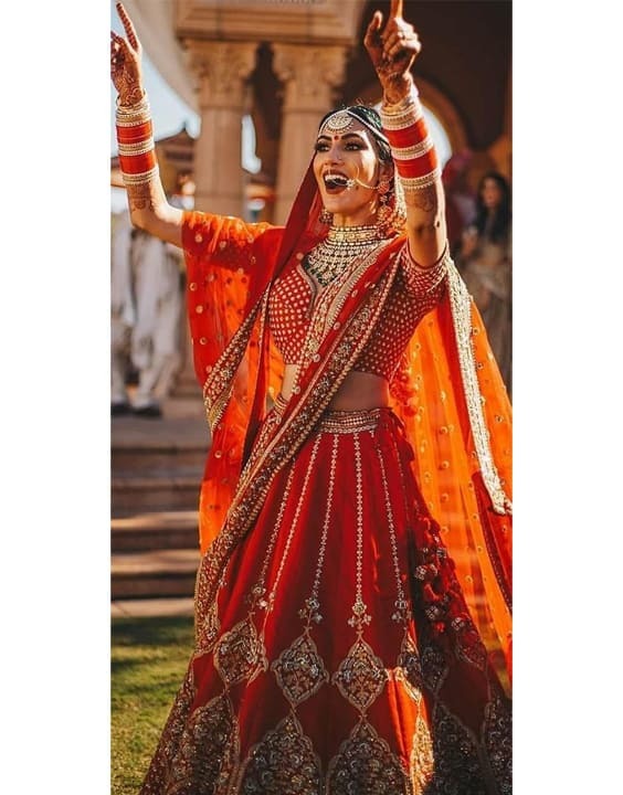 Order Floral Printed Cherry Red Lehenga Online @ Best Price