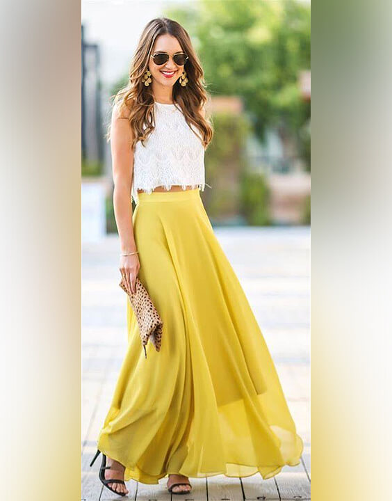 Crop top and long skirt combo best sale