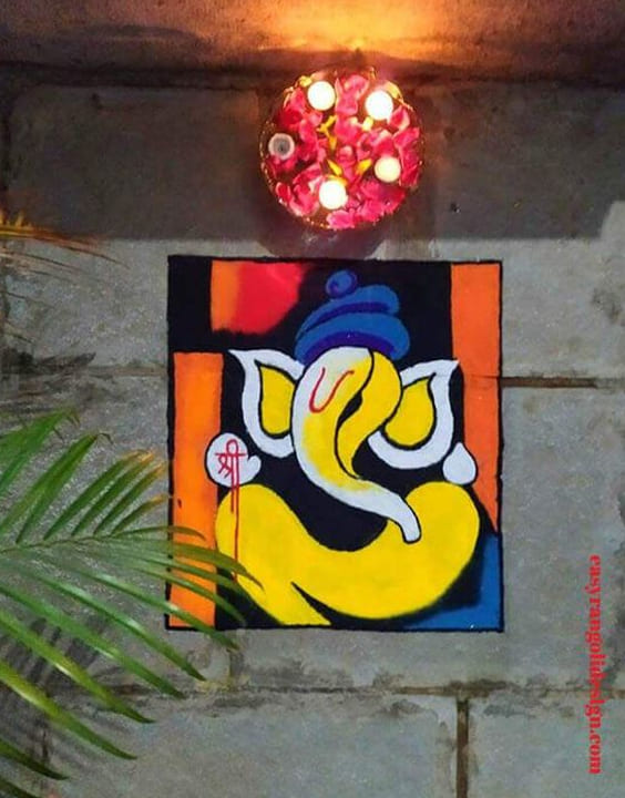 Ganesh Rangoli Art - Diwali Rangoli Design Ideas - Bewakoof Blog