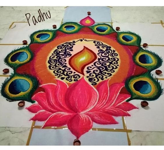 Lotus Rangoli Design - Diwali Rangoli Design Ideas - Bewakoof Blog