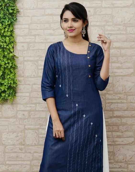 Asymmetric Kurta Neck Design - Kurti Neck Design | Bewakoof