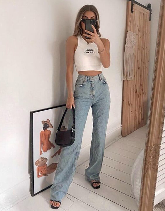 crop top and jeans