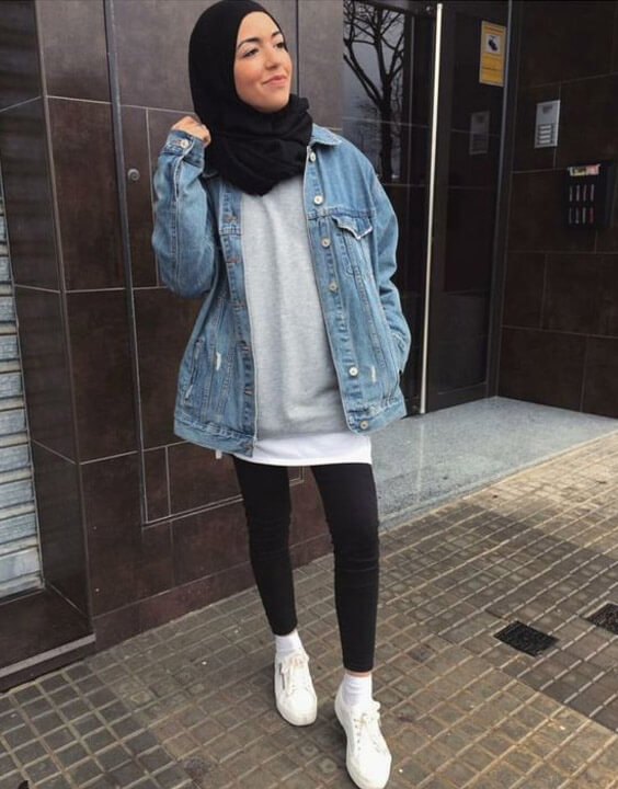 denim jackets in your hijab outfits