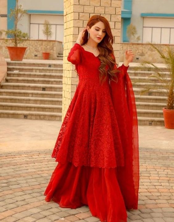 Minimalist red - sharara suit design 2022