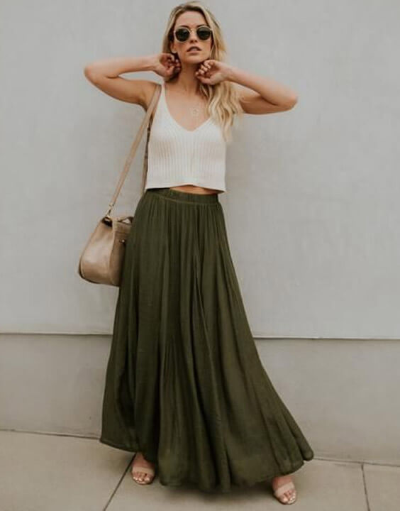 tank top and maxi skirt