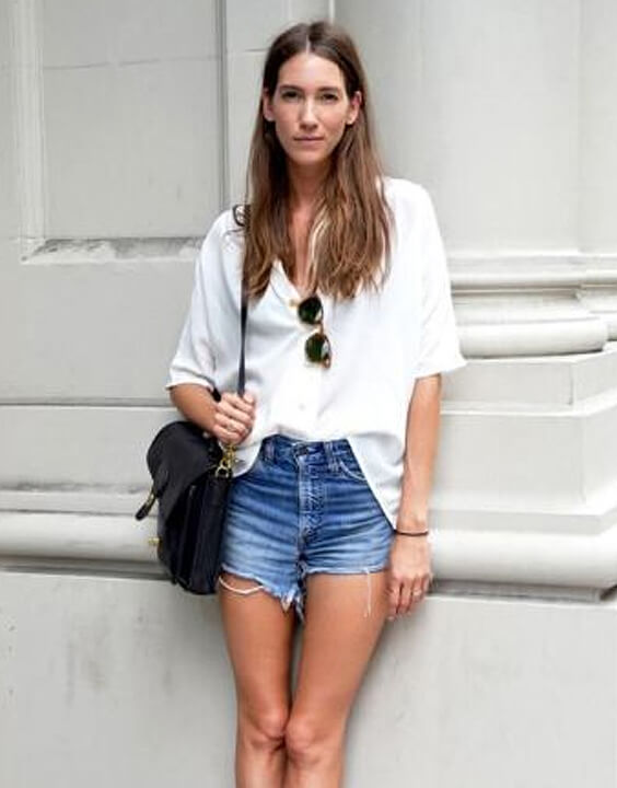 White shirt with denim shorts | Bewakoof